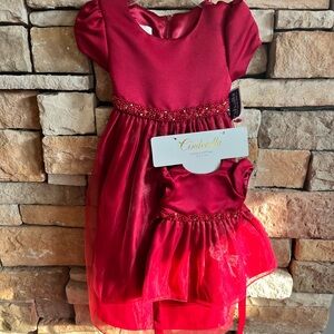 NWT Girls holiday dress size 2/2T with matching doll dress